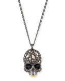 Crystal-Encrusted Skull Pendant Necklace