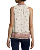 Valles Print Top, Almond