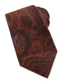 Paisley Wool/Silk Tie, Brown/Purple