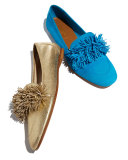 Wild Metallic Fringe Loafer, Light Gold