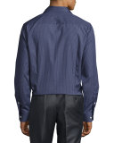 Circular-Print Dress Shirt, Navy