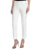 Circle Jacquard Slim Pants, White 