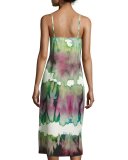 Tie-Dye Cami Slip Dress, Green/Multi