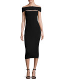 Cutout Off-the-Shoulder Jersey Midi Dress, Black
