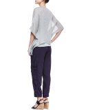 Cargo Linen-Blend Ankle Pants, Midnight