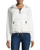 Maglia Hooded Knit Puffer-Front Cardigan, White