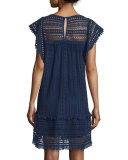 Crochet Butterfly-Sleeve Mini Dress