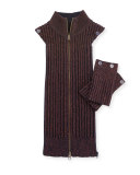 Ribbed Metallic Dickey W/ Cuffs, Bordeaux/Navy