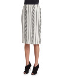 Darya Knit Pencil Skirt, Cream/Caviar