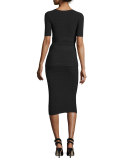 Ribbed Midi Skirt, Black