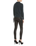 Le Skinny Leather Pants, Washed Black