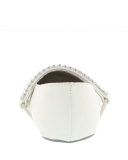 Faux-Leather Rhinestone-Trim Mary Jane, White, Infant