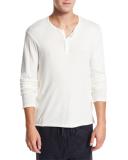 Raw-Edge Henley T-Shirt, White