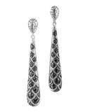 Naga Silver Lava Drop Earrings with Black Sapphire