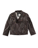 Hank Leather Moto Jacket, Earth, Size 6-10