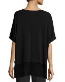 Half-Sleeve Silk Jersey Blouse 