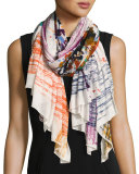 Locky Splatter-Print Scarf, Multicolor