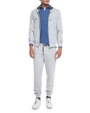Pique Long-Sleeve Polo Shirt, Blue