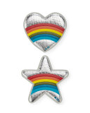 Mini Star and Heart Rainbow Stickers for Handbag, Silver
