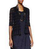 Linen Striped Cardigan, Ink