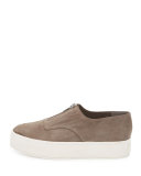 Warner Zip-Front Platform Sneaker, Limestone
