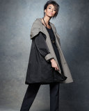 Reversible Hooded Rain Coat, Black/Pewter