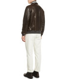 Straight-Leg Denim Jeans, Milk