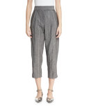 Striped Pleat-Front Pants, Gray
