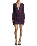 Paxton V-Neck Mini Dress, Juniper Stripe