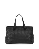 Intrecciato Medium Accordion Tote Bag, Black