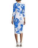 Custom Collection: Serenity 3/4-Sleeve Floral-Print Sheath Dress