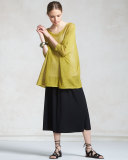 3/4-Sleeve Organic Linen Mesh Box Top