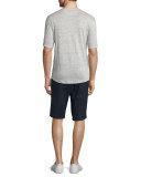 Short-Sleeve Linen Henley T-Shirt, Steel