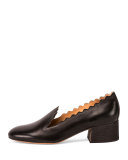 Scalloped Leather 40mm Loafer, Black