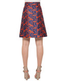 The Oval High-Waist A-Line Skirt, Navy/Rust