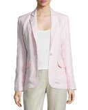 One-Button Fitted Linen Blazer