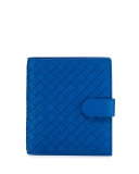 French Woven Leather Wallet, Cobalt