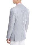 Striped Cashmere Two-Button Sport Coat, Blue/White