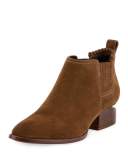 Kori Tilt-Heel Suede Bootie, Truffle
