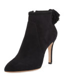 Maryl Suede Pompom Bootie, Black