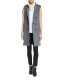 Ashton Tailored Wool-Blend Vest, Heather Gray