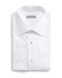 Basic White-On-White Striped Dress Shirt, White