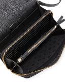 Thea Leather Wallet Crossbody Bag, Black