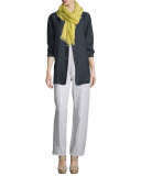 Organic Linen One-Button Long Blazer 