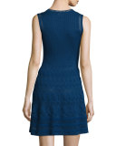 V-Neck Knit Sleeveless Dress, Marine