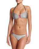 Bondi Reversible Swim Top, Noir/Silver/Pink