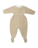 Long-Sleeve Collared Velour Footie Pajamas, Size 1-6 Months