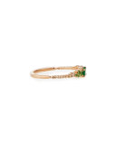 Tsavorite & Brown Diamond Ring in 18K Rose Gold, Size 6.5