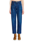 High-Waist Straight-Leg Jeans, Denim