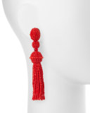 Long Beaded Tassel Clip-On Earrings